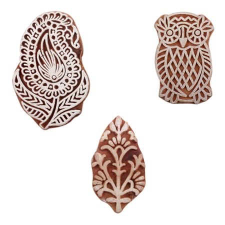 Set of 3 Piece New Mix Wooden Printing Blocks